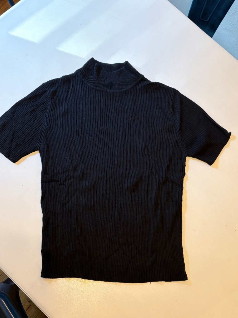 Black Turtleneck Sweater with Short Sleeves